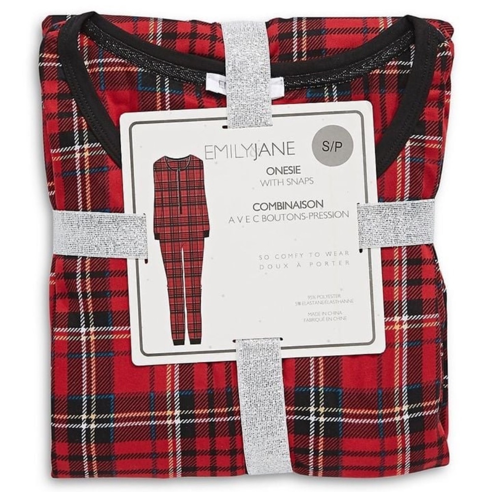 BRAND NEW women Emily Jane plaid ones with snaps jumpsuit size S